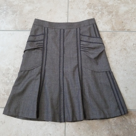 Beth Bowley brown 100% wool lined a-line skirt - Picture 2 of 8